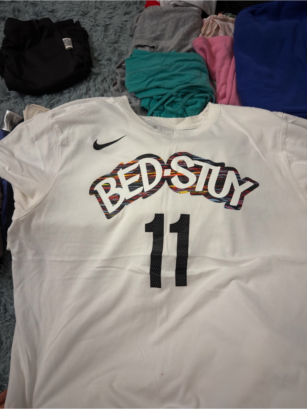 Nike White Bed-Stuy Graphic Jersey with Black Number 11